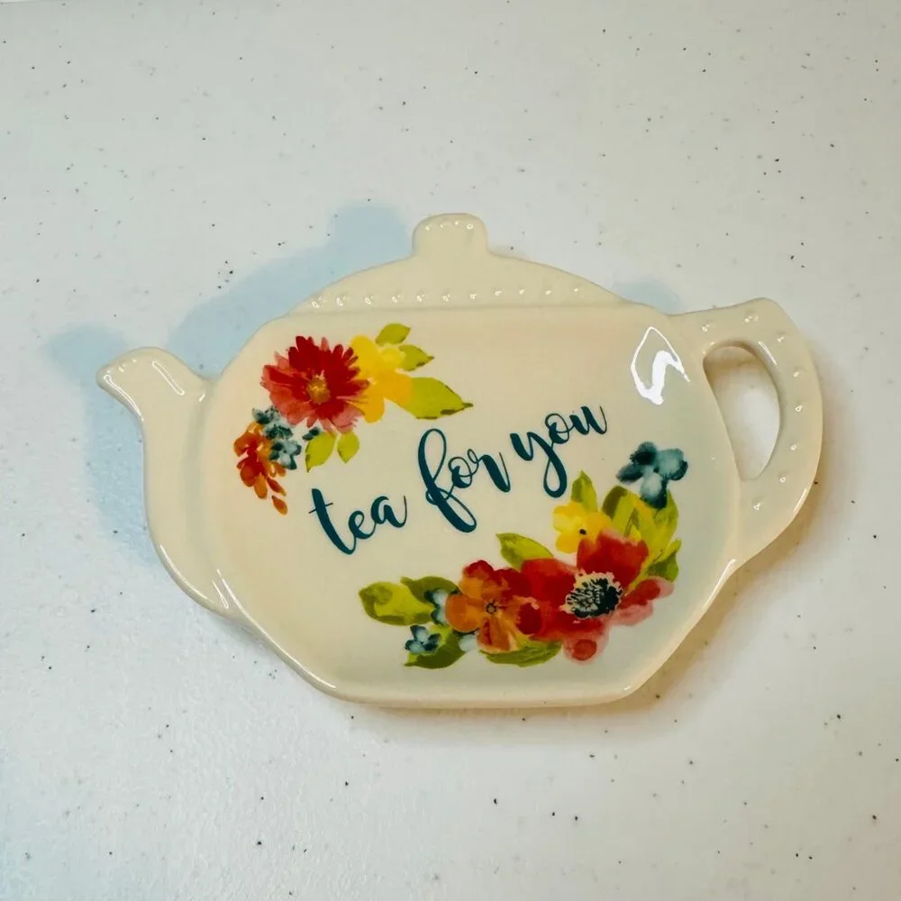 The Pioneer Woman Tea For You Tea Bag Holder With Floral Design
